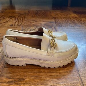 Circus White Loafers with Gold Buckle